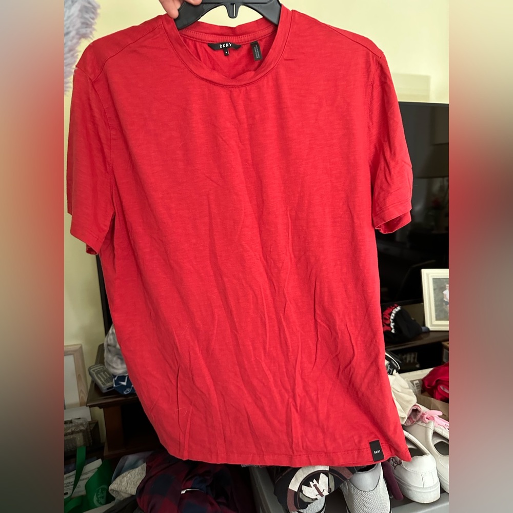 DKNY Logo Red T Shirt Medium